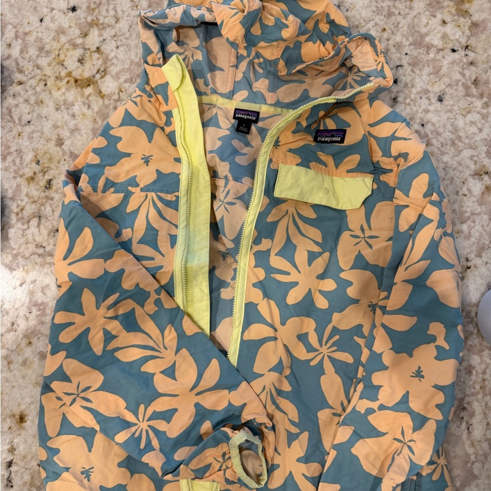 Patagonia Kids Floral Raincoat - Blue and Yellow